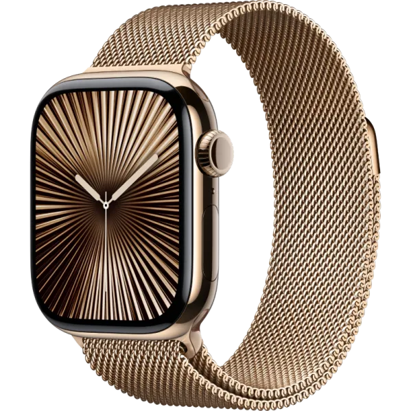 Apple Watch Series 10 46mm Gold Titanium Case Gold  Stainless Steel Milanese Loop